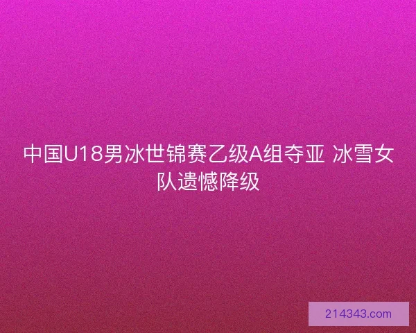 中国U18男冰世锦赛乙级A组夺亚 冰雪女队遗憾降级